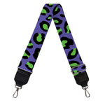 Purple And Green Leopard Pattern Print Bag Strap