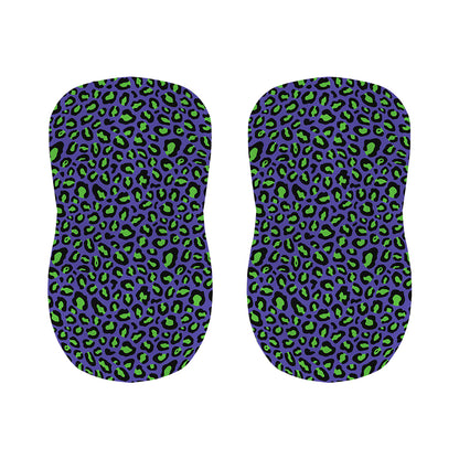 Purple And Green Leopard Pattern Print Bar Stool Covers
