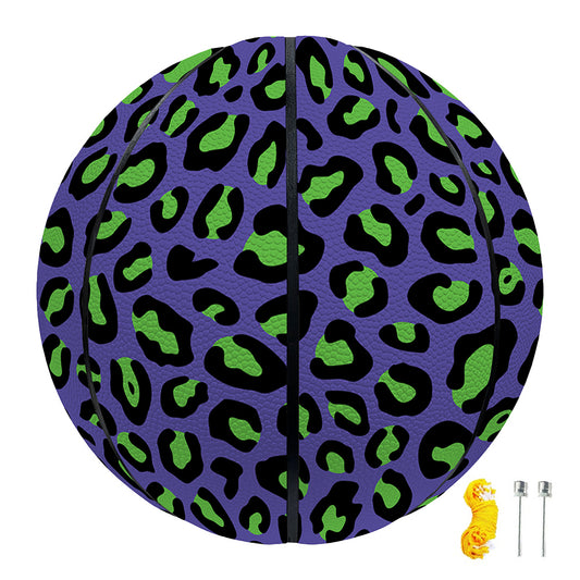 Purple And Green Leopard Pattern Print Basketball