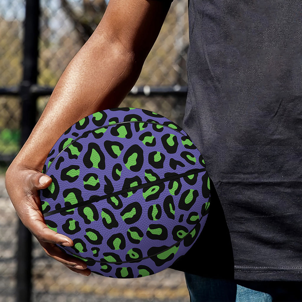 Purple And Green Leopard Pattern Print Basketball