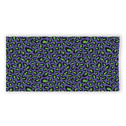 Purple And Green Leopard Pattern Print Beach Towel
