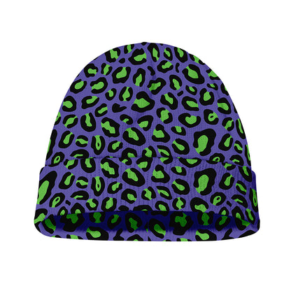 Purple And Green Leopard Pattern Print Beanie