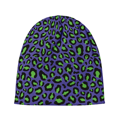 Purple And Green Leopard Pattern Print Beanie