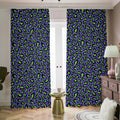 Purple And Green Leopard Pattern Print Dimout Pencil Pleat Curtains