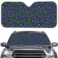 Purple And Green Leopard Pattern Print Car Windshield Sun Shade