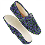 Purple And Green Leopard Pattern Print Casual Shoes