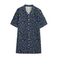 Purple And Green Leopard Pattern Print Cotton Hawaiian Shirt