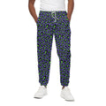 Purple And Green Leopard Pattern Print Cotton Sweatpants