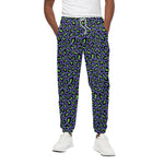 Purple And Green Leopard Pattern Print Cotton Pants