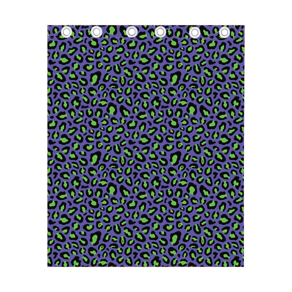 Purple And Green Leopard Pattern Print Curtain