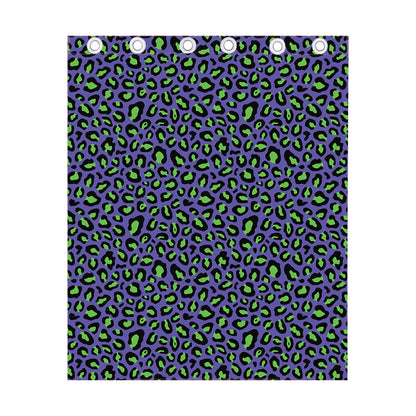 Purple And Green Leopard Pattern Print Curtain