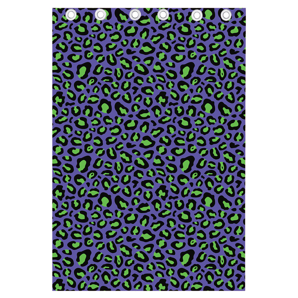 Purple And Green Leopard Pattern Print Curtain