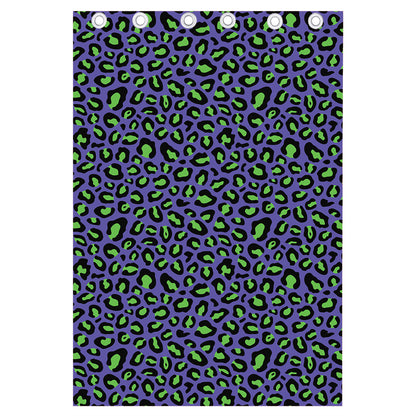 Purple And Green Leopard Pattern Print Curtain