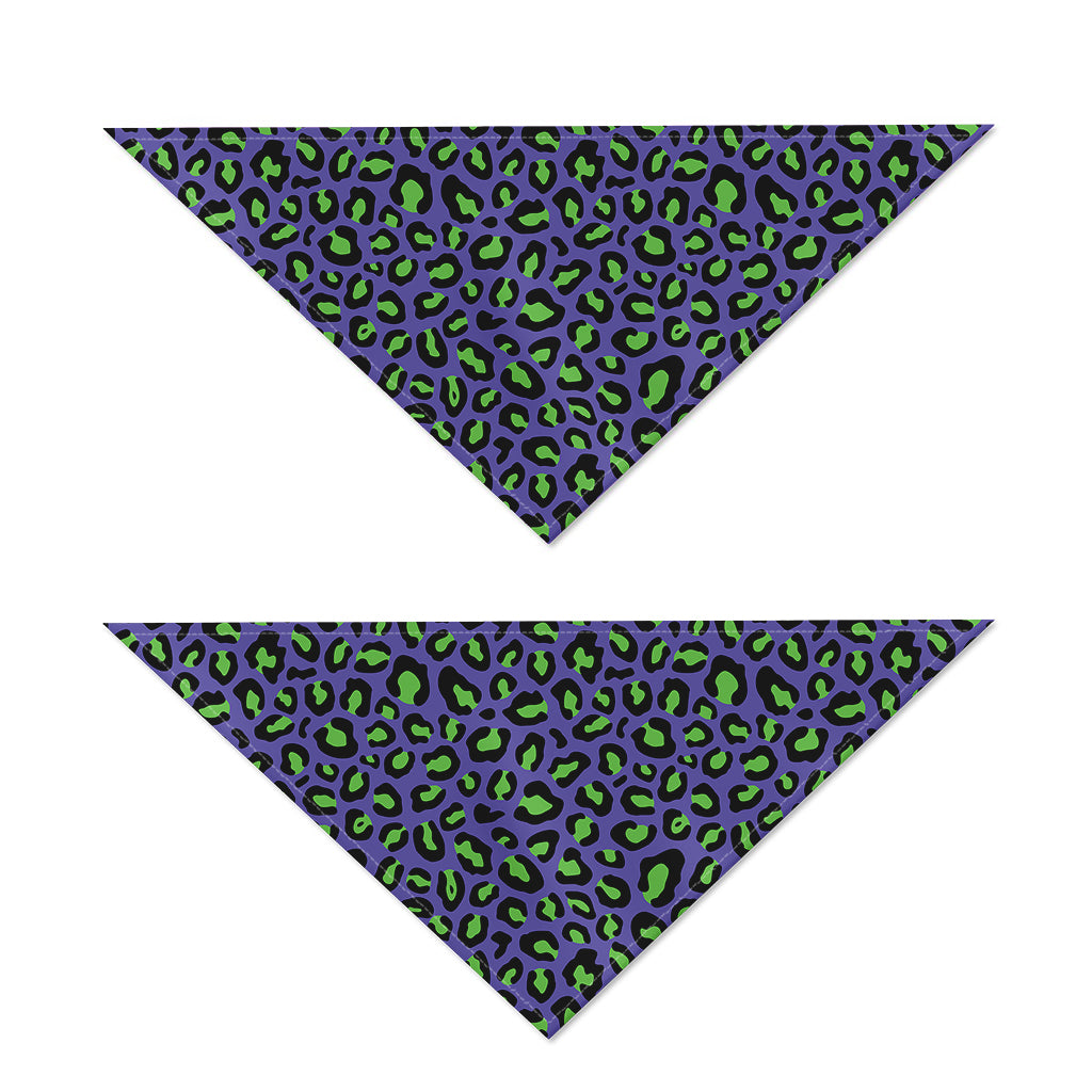 Purple And Green Leopard Pattern Print Dog Bandana