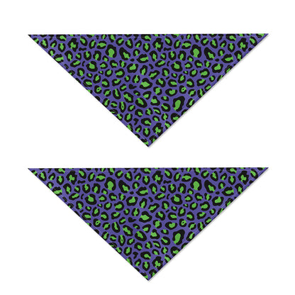 Purple And Green Leopard Pattern Print Dog Bandana