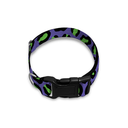 Purple And Green Leopard Pattern Print Dog Collar
