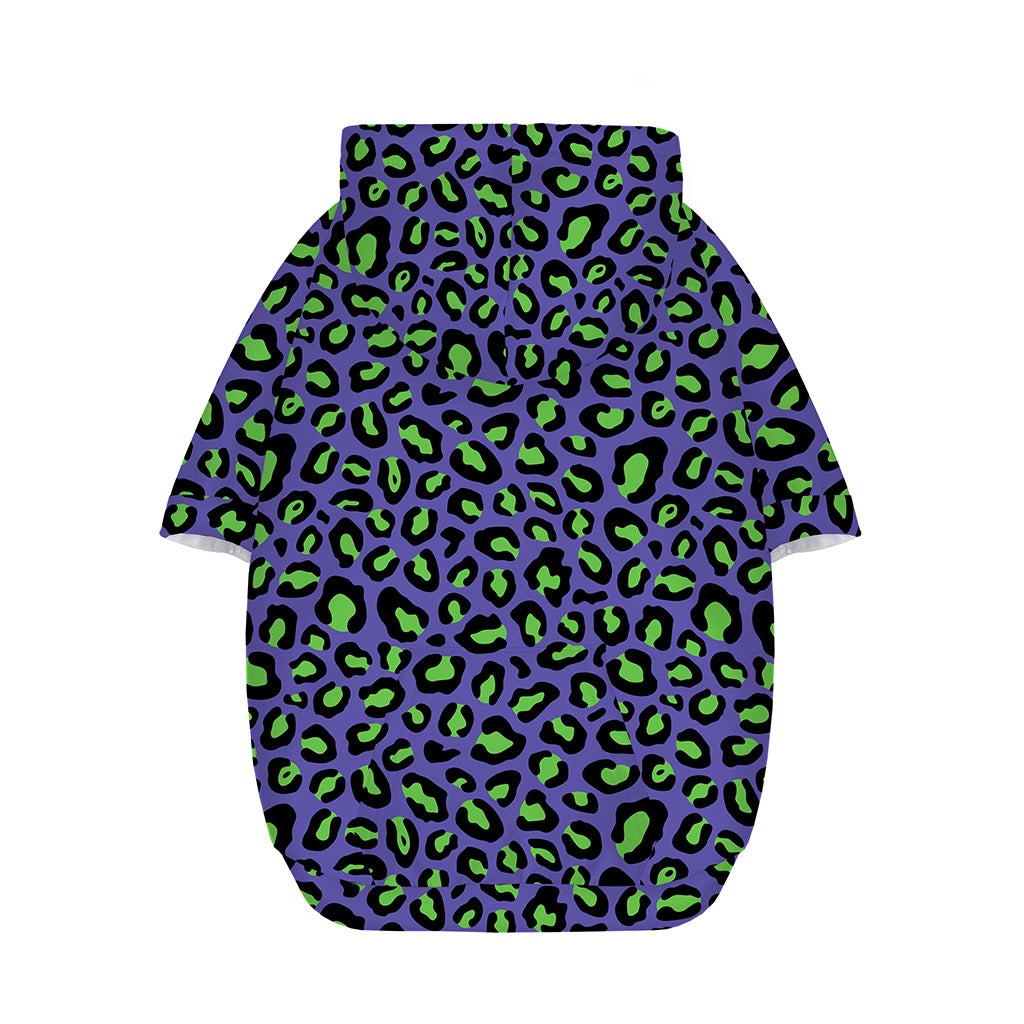 Purple And Green Leopard Pattern Print Dog Zip Up Hoodie