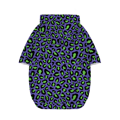 Purple And Green Leopard Pattern Print Dog Zip Up Hoodie