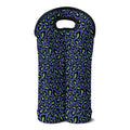 Purple And Green Leopard Pattern Print Double Neoprene Wine Tote