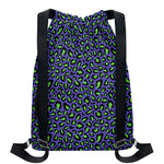 Purple And Green Leopard Pattern Print Drawstring Backpack