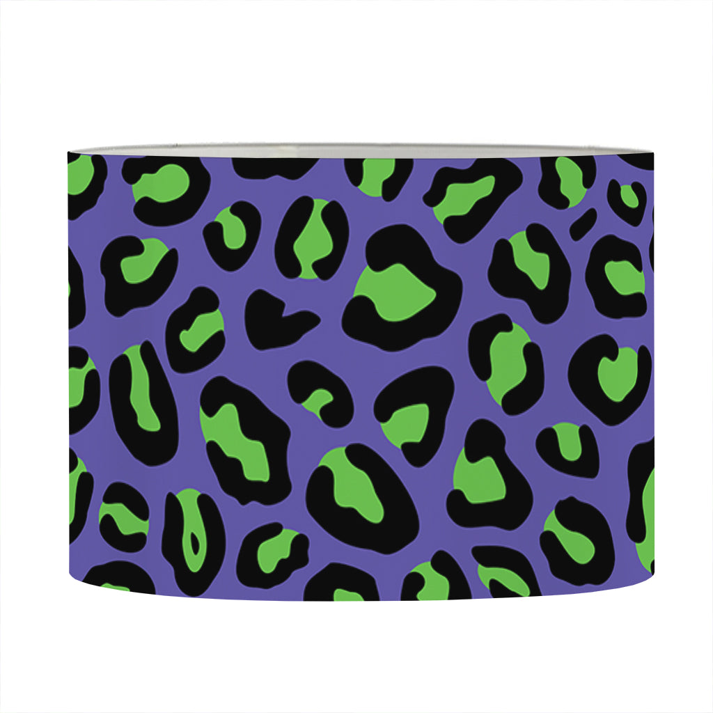 Purple And Green Leopard Pattern Print Drum Lamp Shade