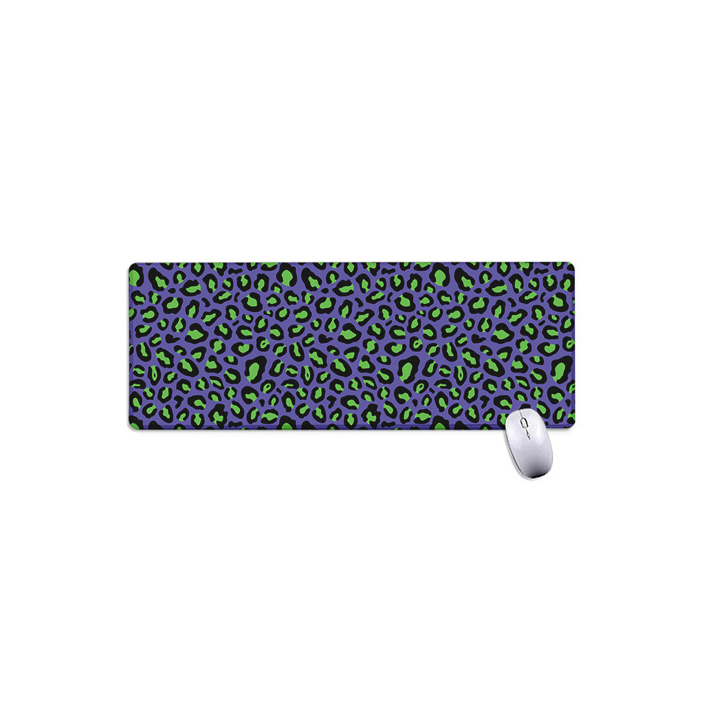 Purple And Green Leopard Pattern Print Extended Mouse Pad
