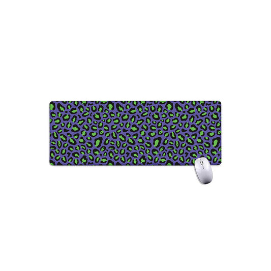 Purple And Green Leopard Pattern Print Extended Mouse Pad
