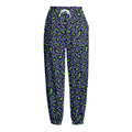 Purple And Green Leopard Pattern Print Fleece Lined Knit Pants