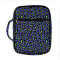 Purple And Green Leopard Pattern Print Front Pocket Bible Bag