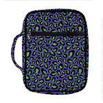 Purple And Green Leopard Pattern Print Front Pocket Bible Bag