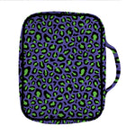 Purple And Green Leopard Pattern Print Front Pocket Bible Bag