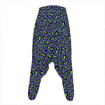 Purple And Green Leopard Pattern Print Hammer Pants