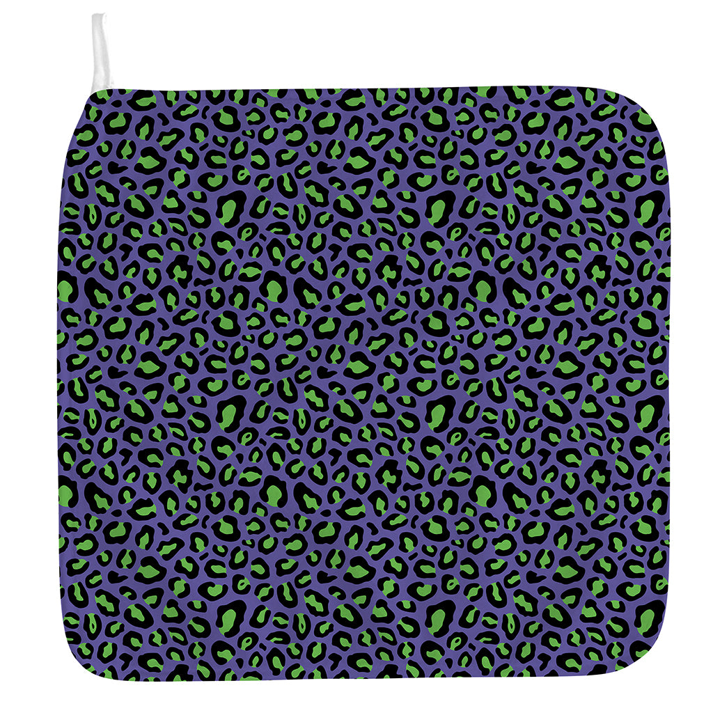 Purple And Green Leopard Pattern Print Hand Towel