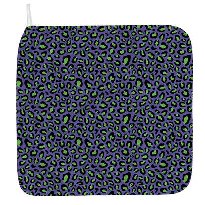 Purple And Green Leopard Pattern Print Hand Towel