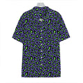 Purple And Green Leopard Pattern Print Hawaiian Shirt