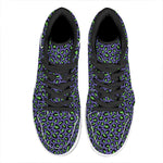 Purple And Green Leopard Pattern Print High Top Leather Sneakers