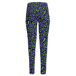 Purple And Green Leopard Pattern Print High-Waisted Pocket Leggings