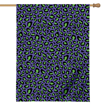Purple And Green Leopard Pattern Print House Flag