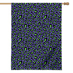 Purple And Green Leopard Pattern Print House Flag