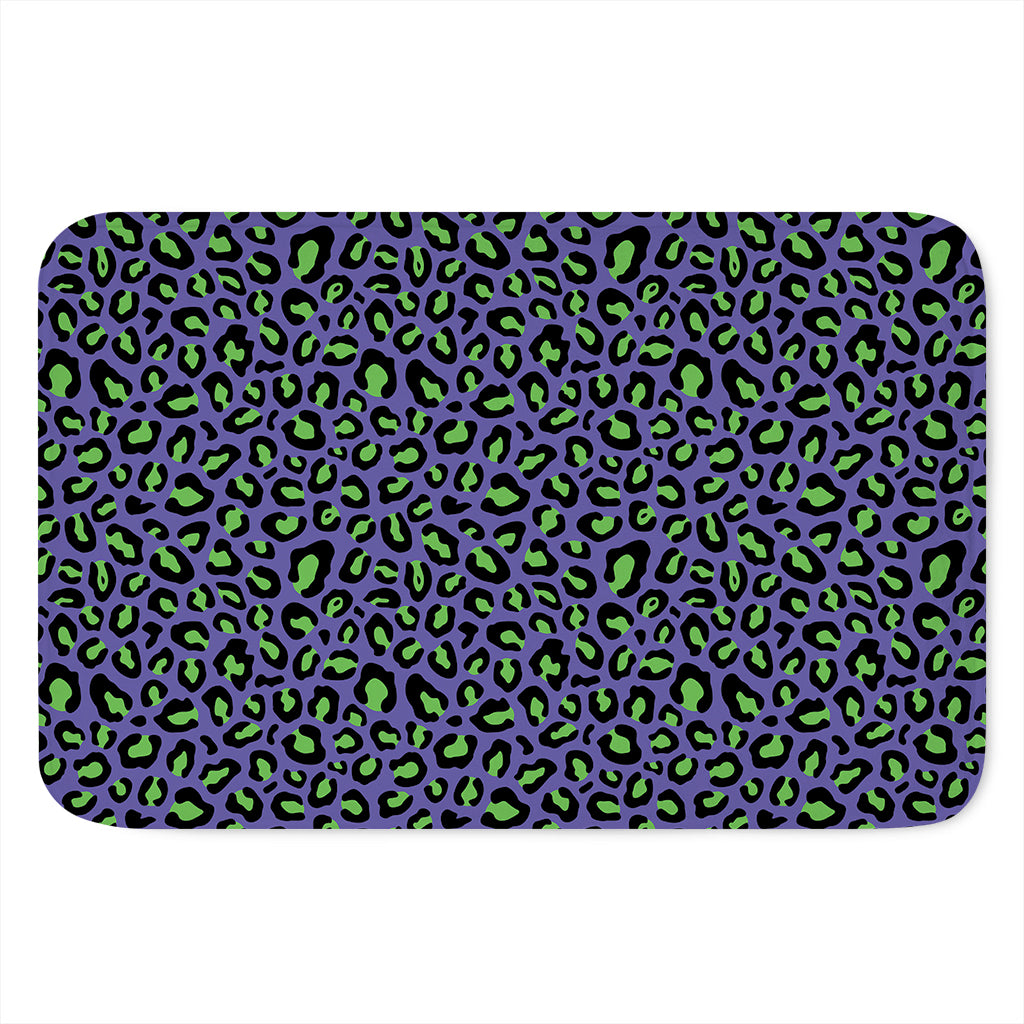 Purple And Green Leopard Pattern Print Indoor Door Mat