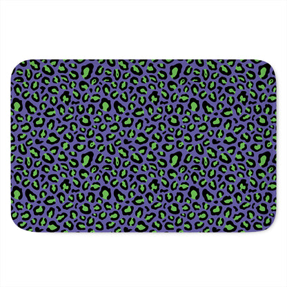 Purple And Green Leopard Pattern Print Indoor Door Mat