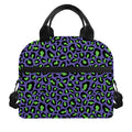 Purple And Green Leopard Pattern Print Insulated Lunch Bag