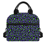 Purple And Green Leopard Pattern Print Insulated Lunch Bag