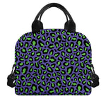 Purple And Green Leopard Pattern Print Insulated Lunch Bag