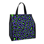 Purple And Green Leopard Pattern Print Insulated Lunch Tote
