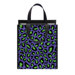 Purple And Green Leopard Pattern Print Insulated Lunch Tote