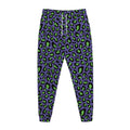 Purple And Green Leopard Pattern Print Jogger Pants