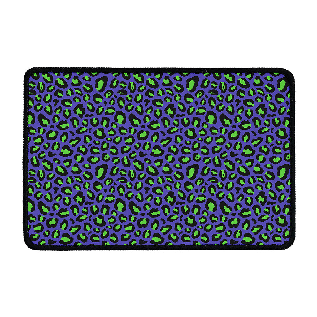 Purple And Green Leopard Pattern Print Kitchen Mat