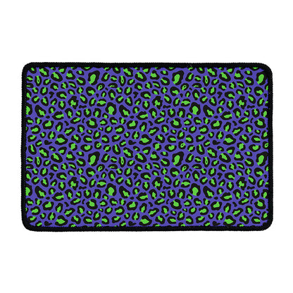 Purple And Green Leopard Pattern Print Kitchen Mat