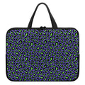 Purple And Green Leopard Pattern Print Laptop Sleeve With Handle